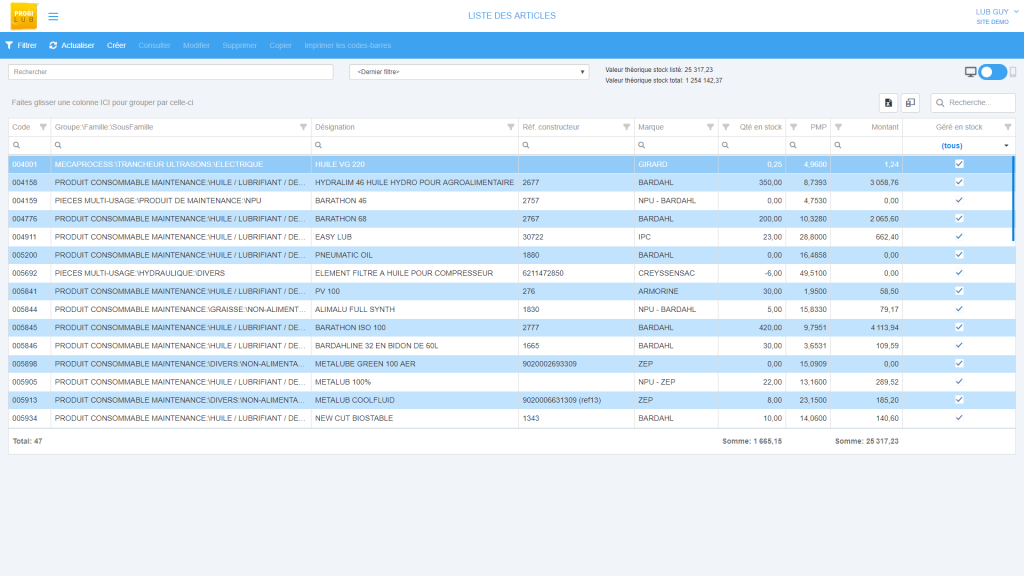 Lubrication management software PROGILUB Greasing