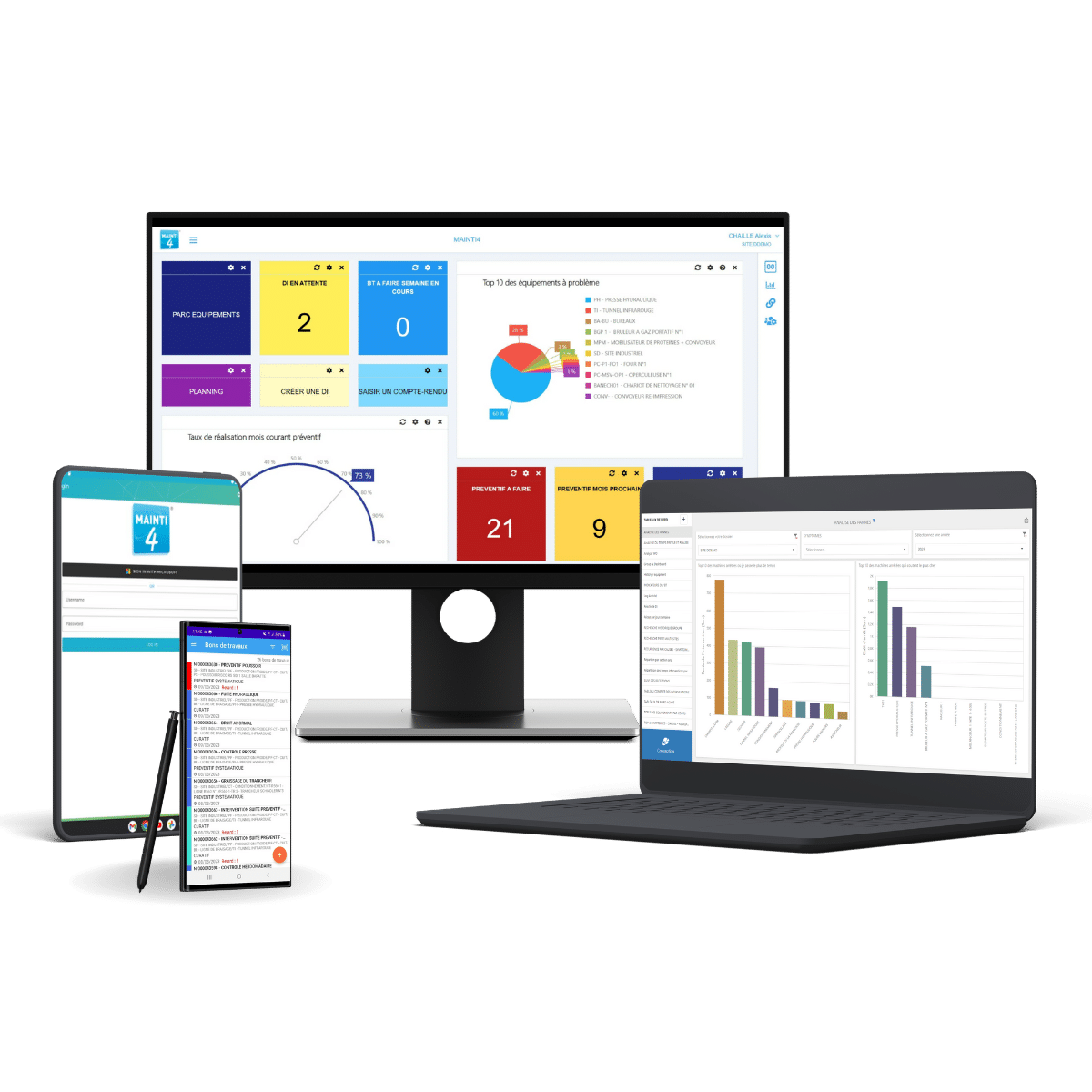 4 écrans logiciel MAINTI4